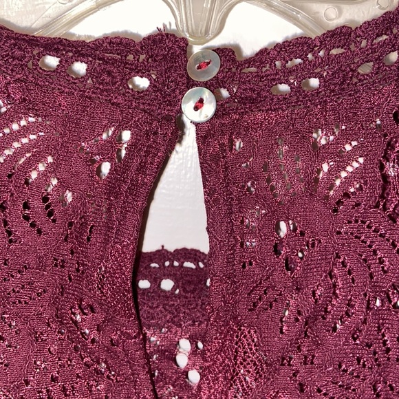 Anthropologie ENTRO Burgundy Crochet Lace Tunic DRESS SZ L HOLIDAY BOHO - Picture 8 of 15